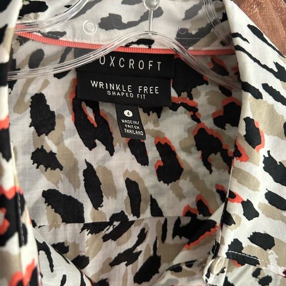 Foxcroft Animal Print Blouse - Black, White, Red 4 - Picture 4 of 16